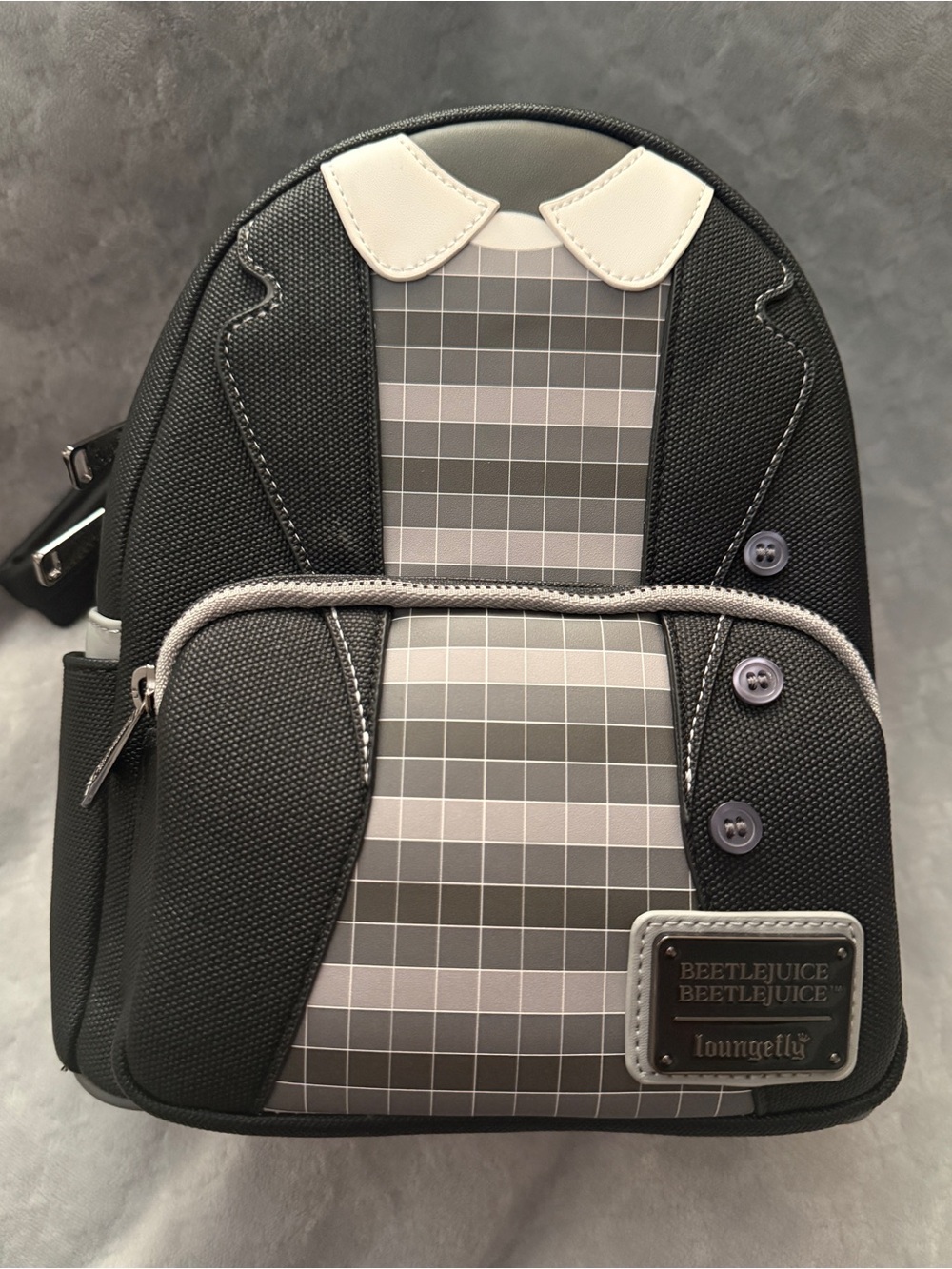 Loungefly x Beetlejuice Black & Gray Mini Backpack